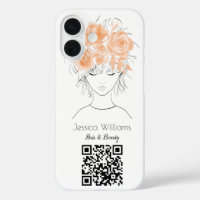 QR-Code niedliche Girl-pfirsichfarbene Rose