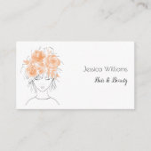 QR-Code niedliche Girl-pfirsichfarbene Rose Visitenkarte (Vorderseite)