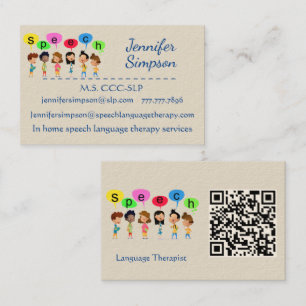 QR-Code Niedliche Kinder Cartoon halten Sprechwört Visitenkarte