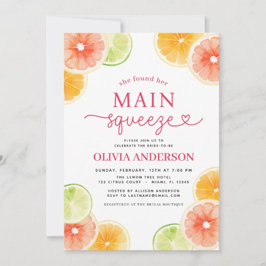 QR-Code-Niedliches Brautparty Orange Einladung (Vorderseite)