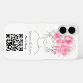 QR-Code niedliches Mädchen rosa Aquarellfarben Ros Case-Mate iPhone Hülle (Rückseite (Horizontal))