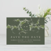 QR-Code NO-FOTO Eucalyptus Monogram Green Save The Date (Stehend Vorderseite)