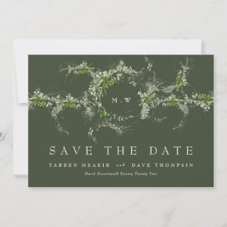 QR-Code NO-FOTO Eucalyptus Monogram Green Save The Date
