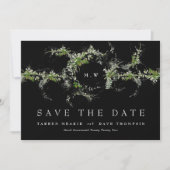 QR Code NO FOTO Eucalyptus Monogram Premium Black Save The Date (Vorderseite)