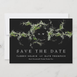 QR Code NO FOTO Eucalyptus Monogram Premium Black Save The Date