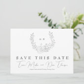 QR-Code NON-FOTO-Fein-Kranz-Monogramm-Hochzeit Save The Date (Stehend Vorderseite)