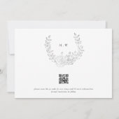 QR-Code NON-FOTO-Fein-Kranz-Monogramm-Hochzeit Save The Date (Rückseite)