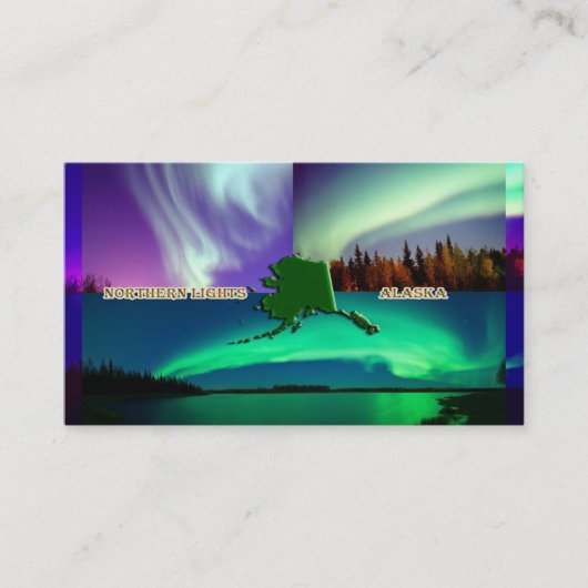 QR Code Nordlichter der Alaska-Collage Visitenkarte (Vorderseite)