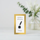 QR-Code notary fether gold frame Visitenkarte (Stehend Vorderseite)