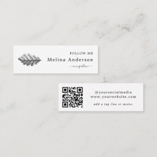 QR Code Oak Leaf Social Media Mini Business Card Visitenkarte