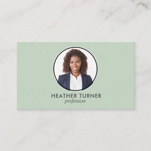 QR-CODE oder Berufliches Logo-Headshot Foto Grün Visitenkarte (Vorderseite)