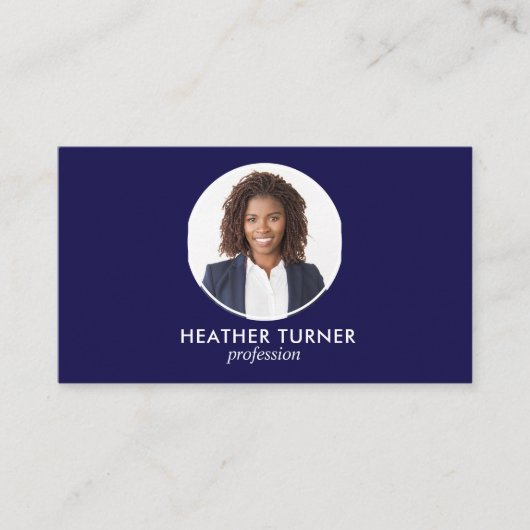 QR-CODE oder Berufliches Logo-Headshot NAVY-FOTO Visitenkarte (Vorderseite)