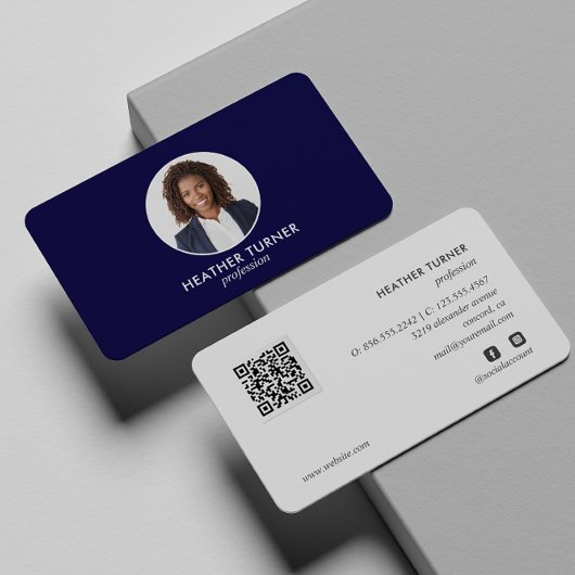 QR-CODE oder Berufliches Logo-Headshot NAVY-FOTO Visitenkarte