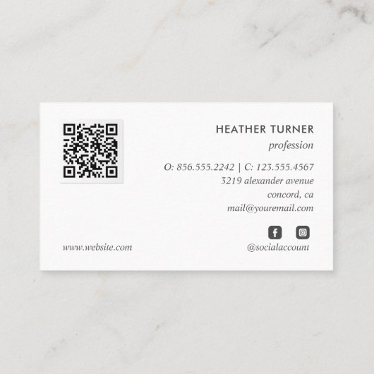 QR-CODE oder Logo-Berufliches Headshot-Foto GRAU Visitenkarte (Rückseite)