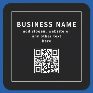 QR-Code oder Logo hochladen   Modern Schwarz Quadratischer Aufkleber