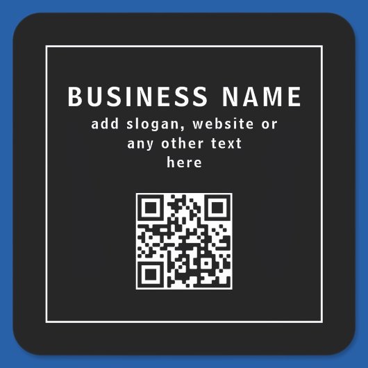 QR-Code oder Logo hochladen | Modern Schwarz Quadratischer Aufkleber