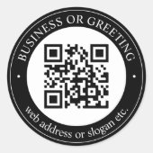 QR-Code oder Logo hochladen | Modern Schwarz Runder Aufkleber (Vorderseite)