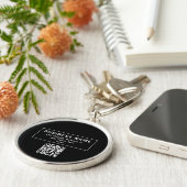 QR-Code oder Logo hochladen | Modern Schwarz Schlüsselanhänger (Seite)