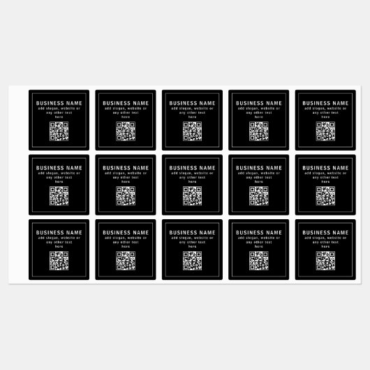 QR-Code oder Logo hochladen | Moderne schwarze was Etiketten (Blatt)