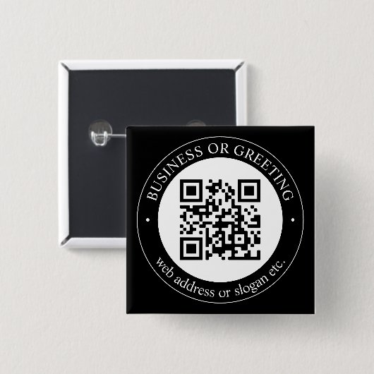 QR-Code oder Logo hochladen | Moderner schwarzer B Button (Vorne & Hinten)