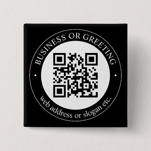 QR-Code oder Logo hochladen | Moderner schwarzer B Button (Vorderseite)