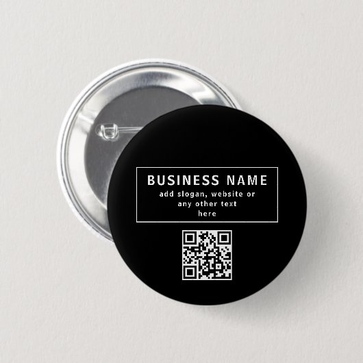 QR-Code oder Logo hochladen | Modernes Schwarz Button (Vorne & Hinten)