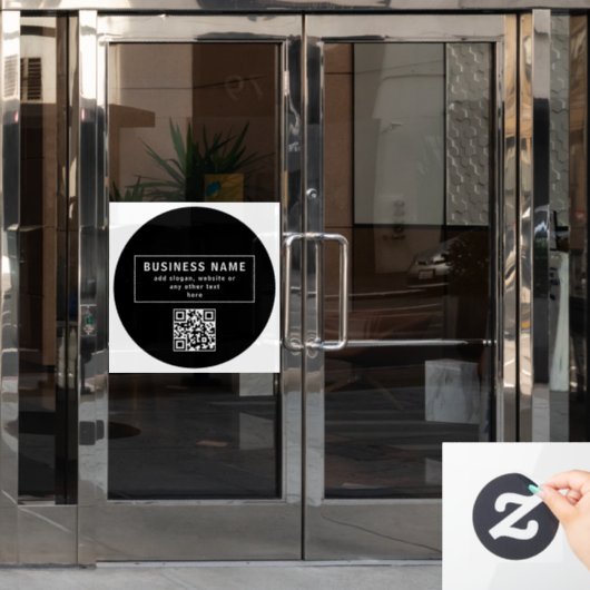QR-Code oder Logo hochladen | Modernes Schwarz Fensteraufkleber (Büro Tür)