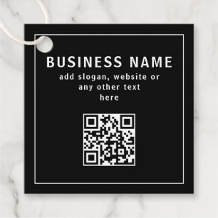 QR-Code oder Logo hochladen   Modernes Schwarz Geschenkanhänger