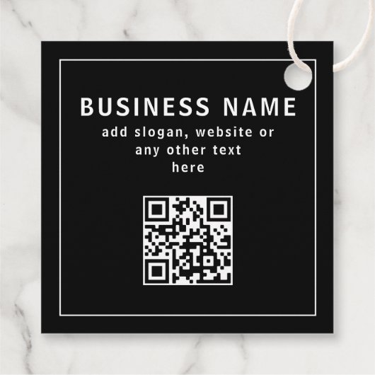 QR-Code oder Logo hochladen | Modernes Schwarz Geschenkanhänger (Rückseite)