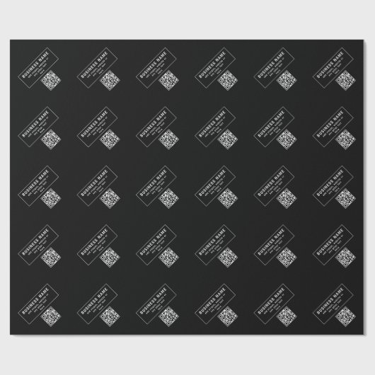 QR-Code oder Logo hochladen | Modernes Schwarz Geschenkpapier (Flach)