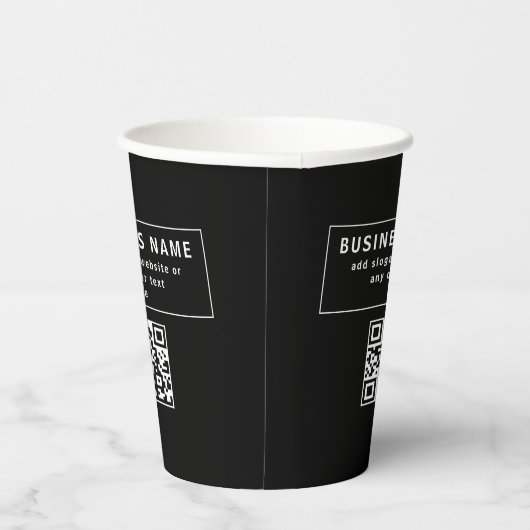 QR-Code oder Logo hochladen | Modernes Schwarz Pappbecher (Rechts)