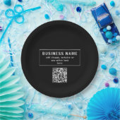 QR-Code oder Logo hochladen | Modernes Schwarz Pappteller (Party)