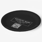 QR-Code oder Logo hochladen | Modernes Schwarz Pappteller (Schrägansicht)