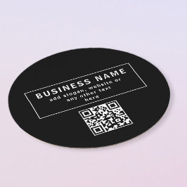 QR-Code oder Logo hochladen | Modernes Schwarz Runder Pappuntersetzer