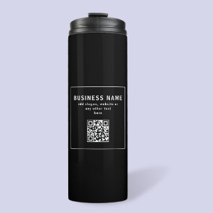 QR-Code oder Logo hochladen   Modernes Schwarz Thermosbecher