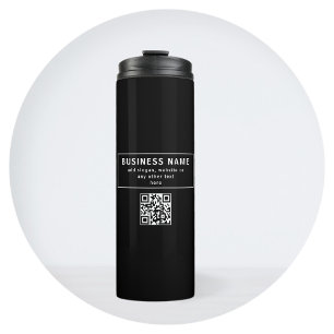 QR-Code oder Logo hochladen   Modernes Schwarz Thermosbecher