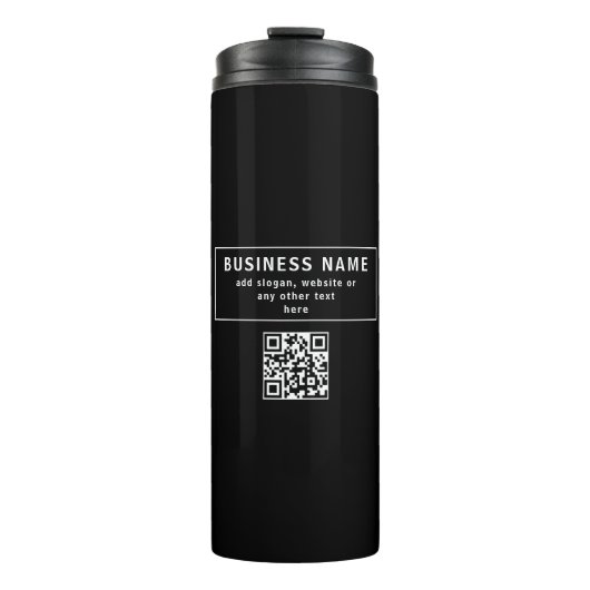 QR-Code oder Logo hochladen | Modernes Schwarz Thermosbecher (Vorderseite)