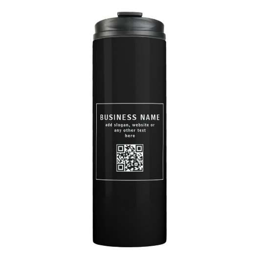 QR-Code oder Logo hochladen | Modernes Schwarz Thermosbecher (Vorderseite)