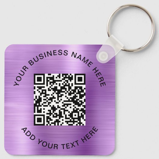 QR-Code oder Logo-Werbeaktion Lila Schlüsselanhänger (Rückseite)