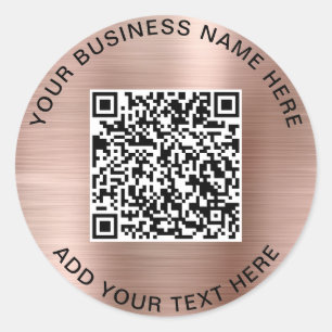 QR-Code oder Logo-Werbeaktion Rose Gold Runder Aufkleber