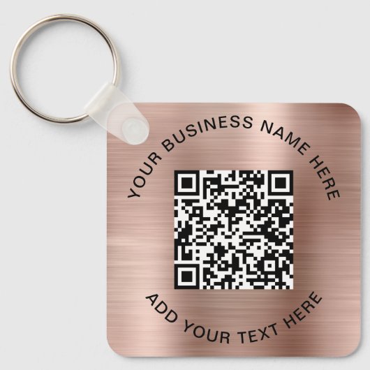 QR-Code oder Logo-Werbeaktion Rose Gold Schlüsselanhänger (Vorderseite)