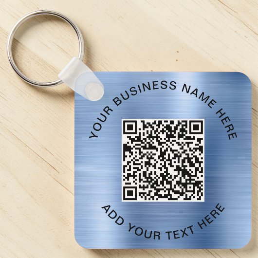 QR-Code oder Logo-Werbeblau Schlüsselanhänger
