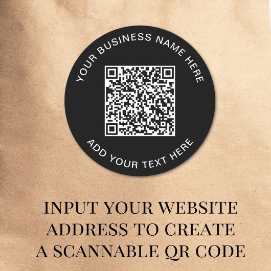 QR-Code oder Logo-Werbefläche Schwarz Runder Aufkleber