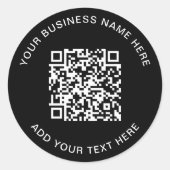 QR-Code oder Logo-Werbefläche Schwarz Runder Aufkleber (Vorderseite)