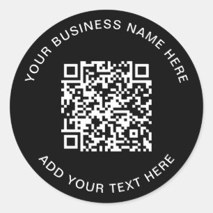 QR-Code oder Logo-Werbefläche Schwarz Runder Aufkleber