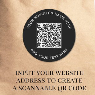 QR-Code oder Logo Werbeschwarz Runder Aufkleber
