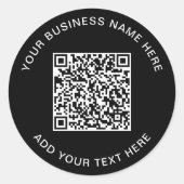 QR-Code oder Logo Werbeschwarz Runder Aufkleber (Vorderseite)