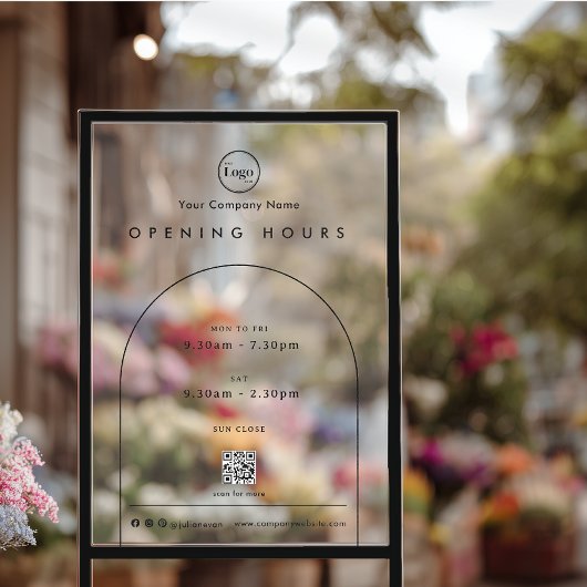 QR-Code-Öffnungszeiten für Black Arch Company Acrylschild