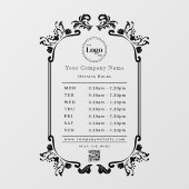 QR-Code-Öffnungszeiten für Vintage Schwarze Untern Fensteraufkleber (Blatt)