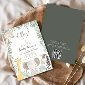 QR-Code Oh Boy Safari Animal Baby Dusche Einladung